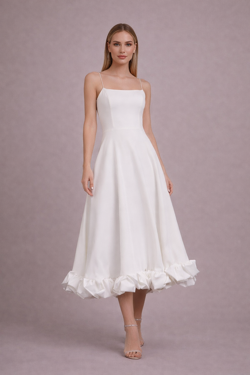 Askılı Eteği Volanlı Elbise