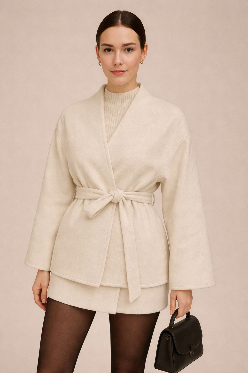 Kuşaklı Kaşe Hırka