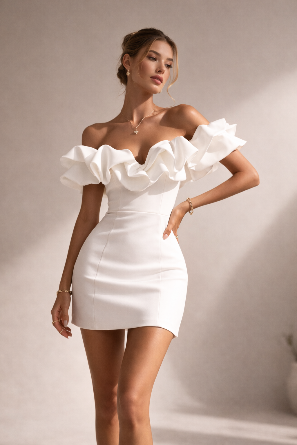 Özel Günleriniz İçin Volan Detaylı Mini Elbise - 1