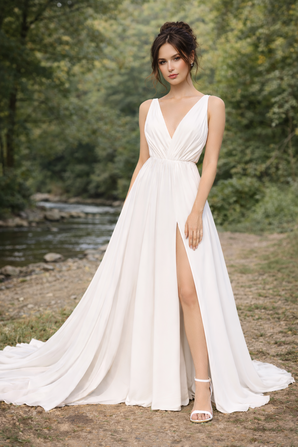 Yırtmaç Detaylı Nikah Elbisesi - 1